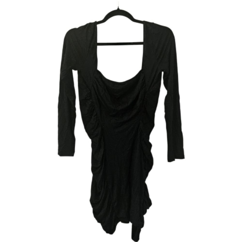 Black ASOS Design Women's Long Sleeve Cowl Neck Ruched Mini Dress